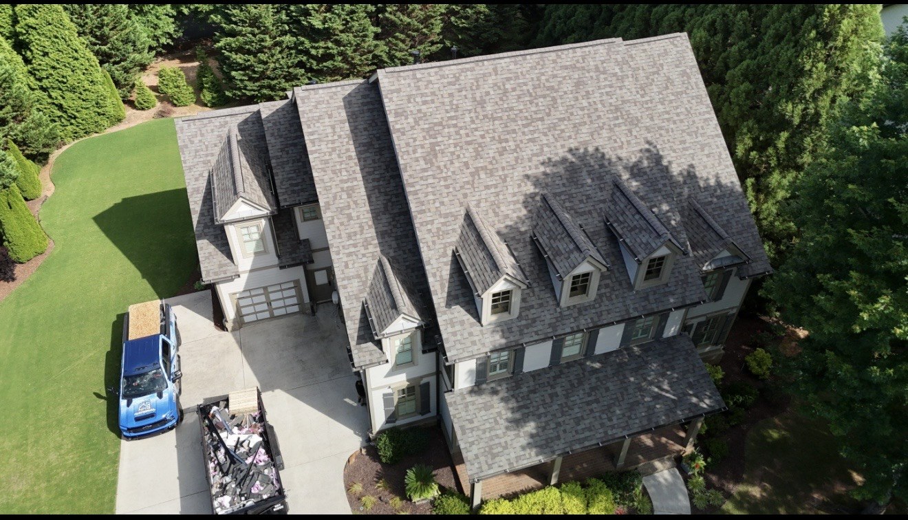 Completed roof build aerial view